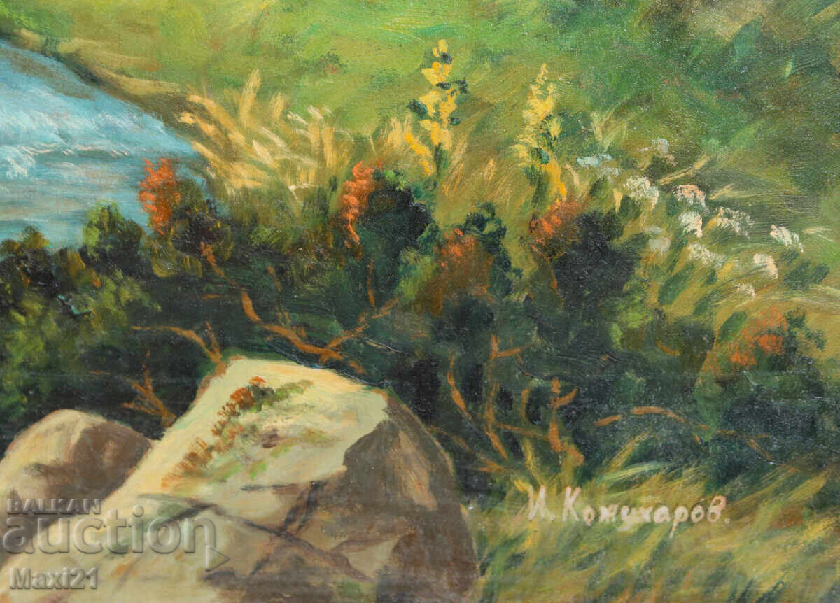 Ορεινό τοπίο κοιλάδας με ποτάμι, πίνακας, ελαιογραφία - 5