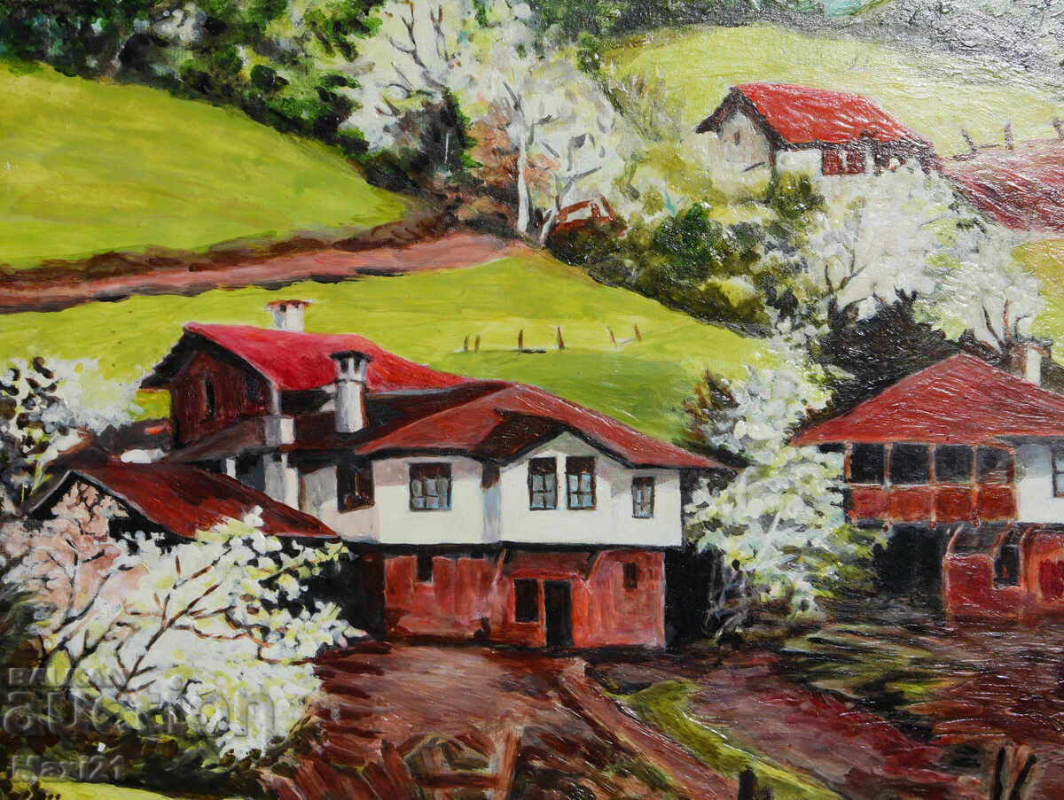 Delivery of Oil painting, folk landscape, village houses