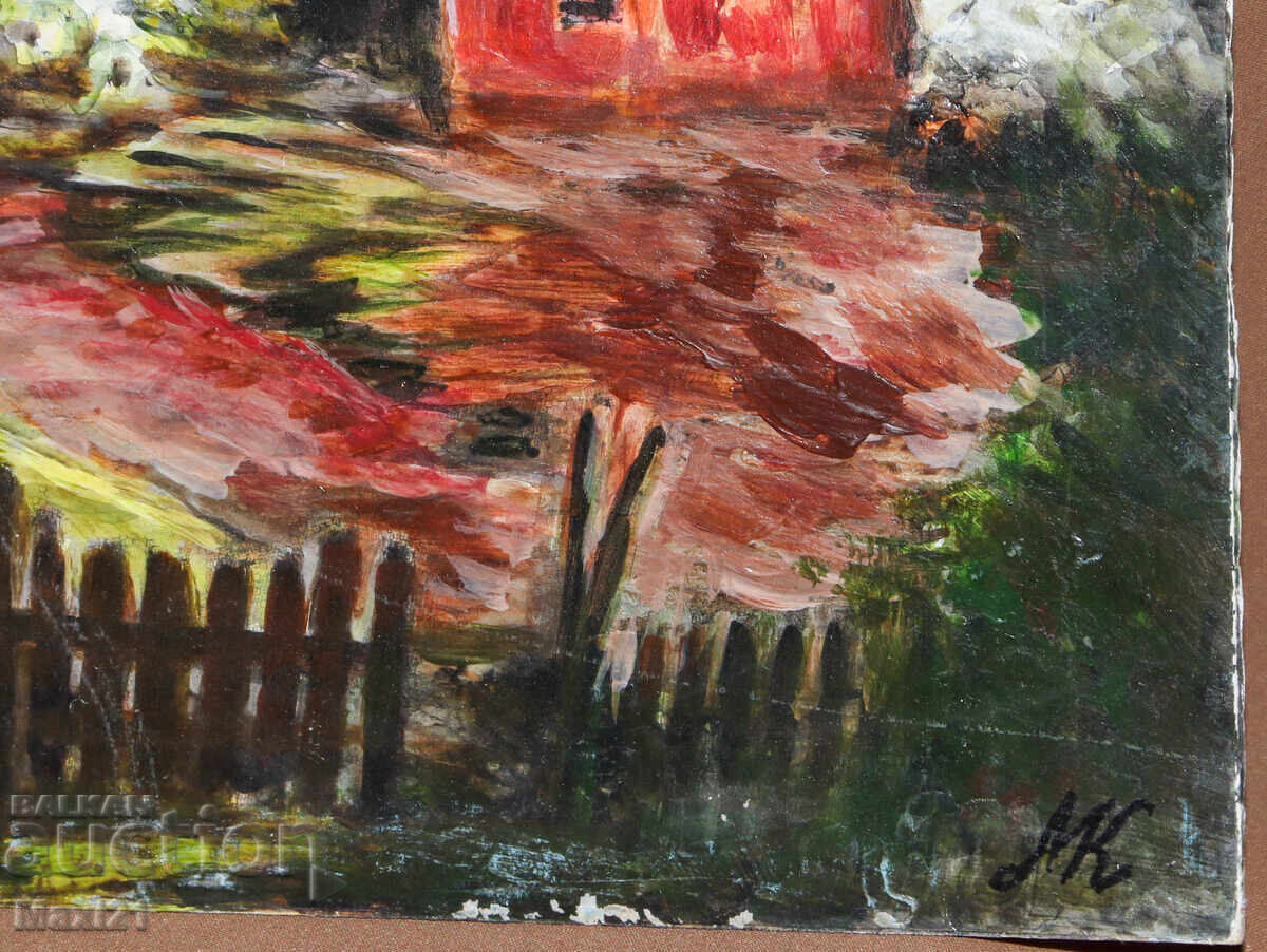 Oil painting, folk landscape, village houses - 6