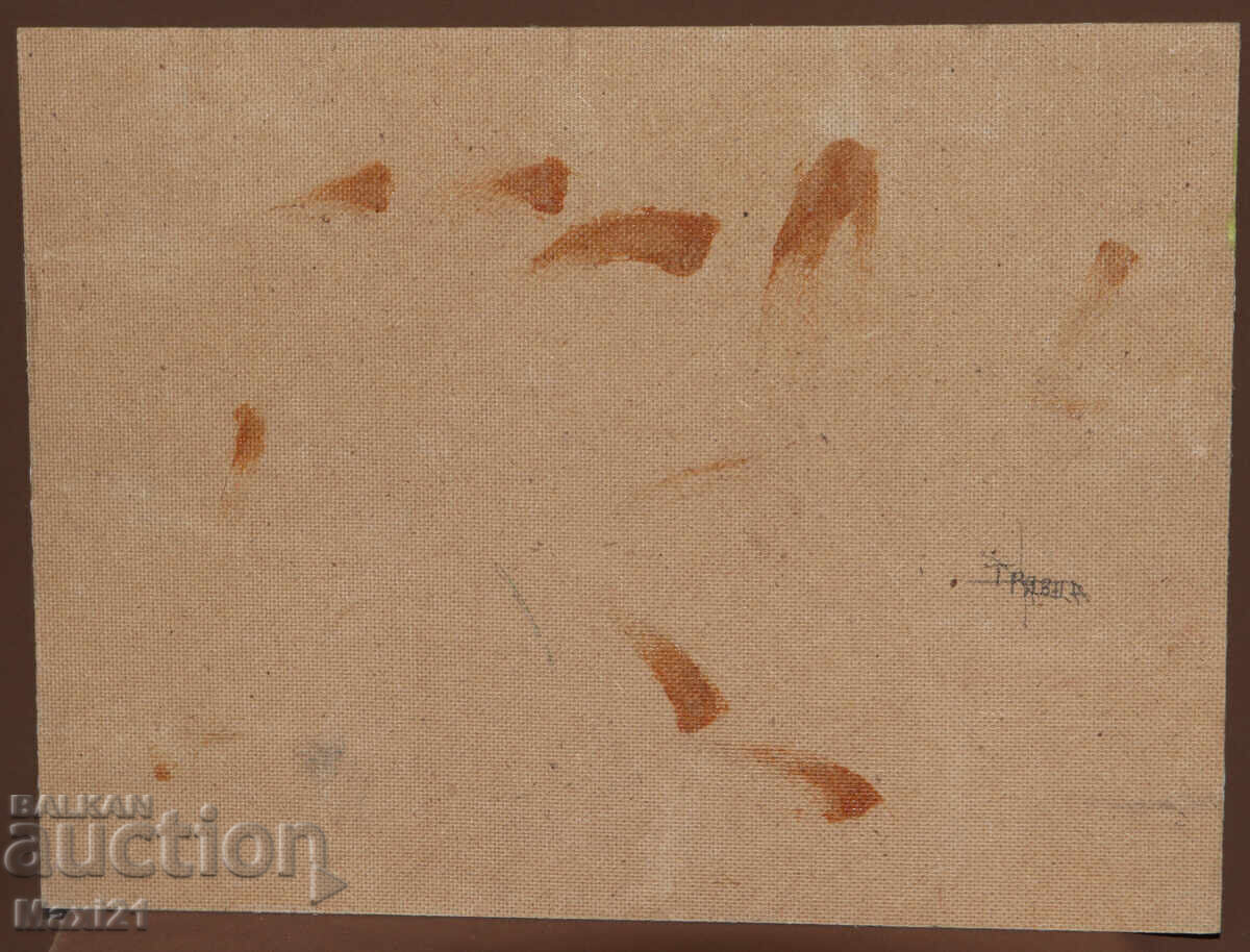 Oil painting, folk landscape, village houses - 7