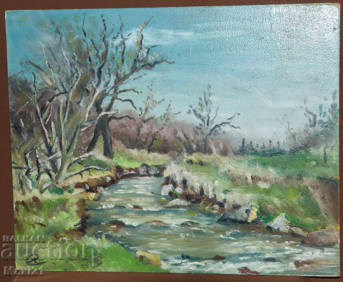 River landscape painting oil paints with price 240.00 BGN | € 122.71