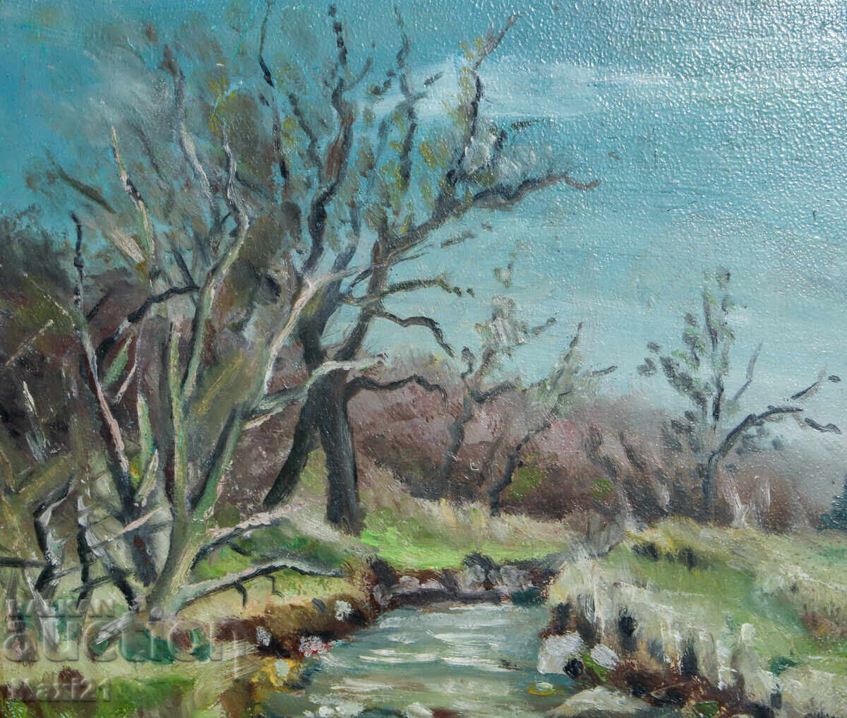 Delivery of River landscape painting oil paints