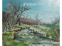 Peisaj fluvial pictură ulei