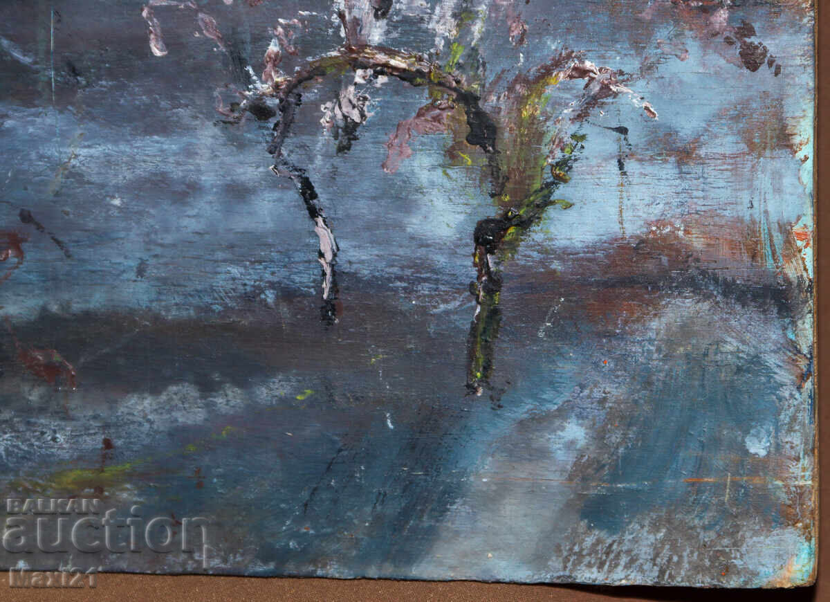 Night landscape, old oil painting - 6