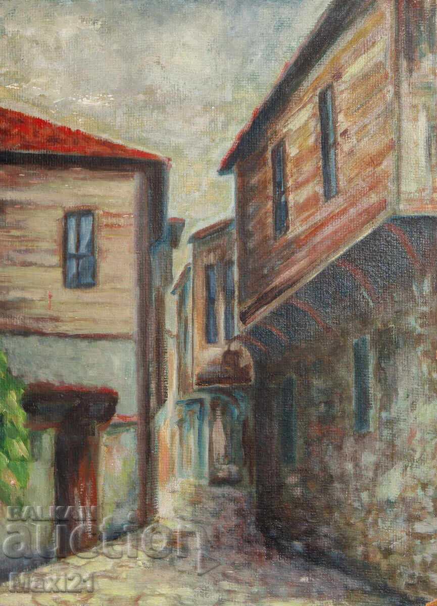 Landscape Revival Houses Old Painting Oil Paints