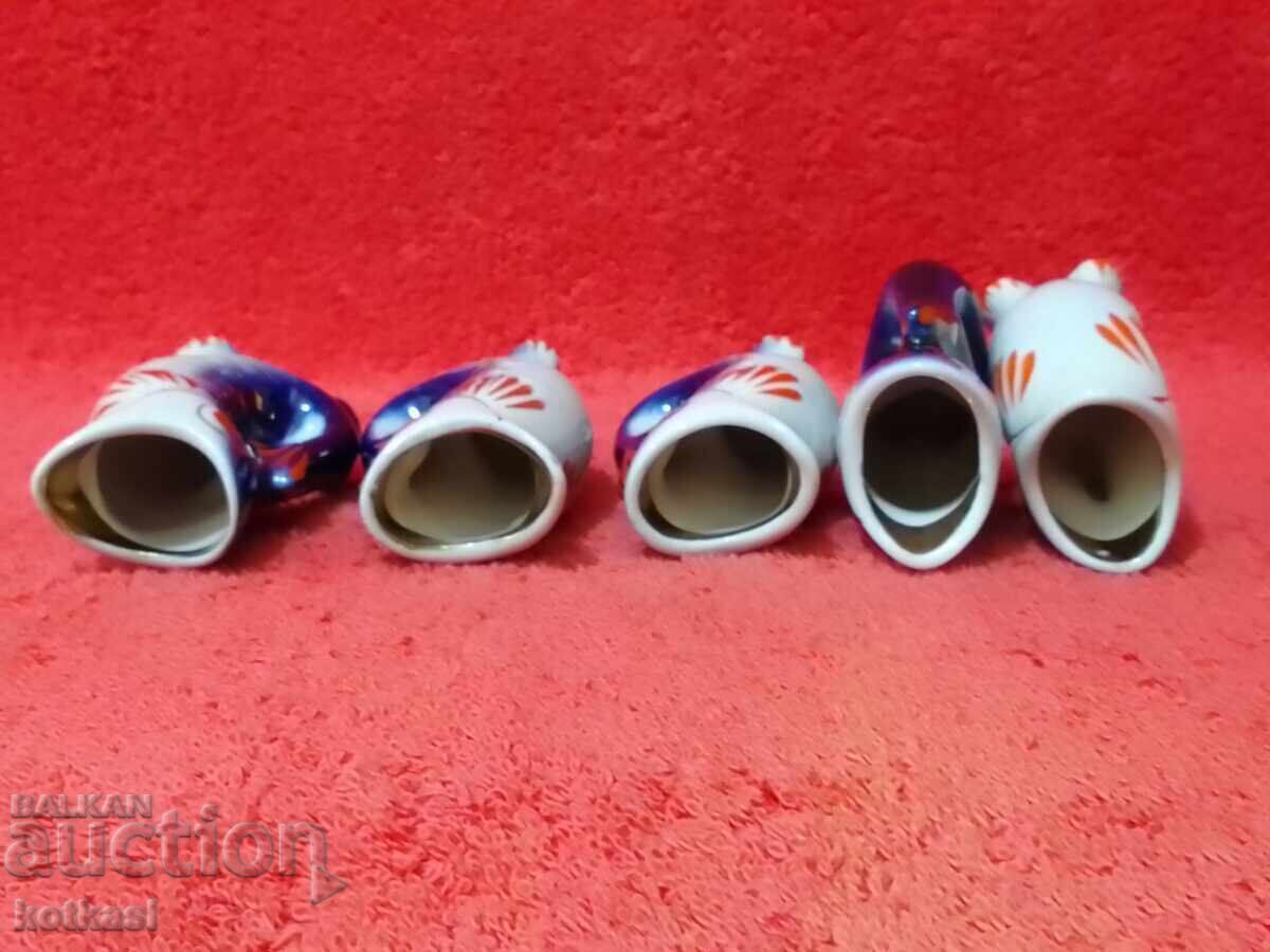 Star Lot 5 τμχ πορσελάνινα φλιτζάνια Ψαράκια ΕΣΣΔ Ρωσία Επιχρύσωση - 5