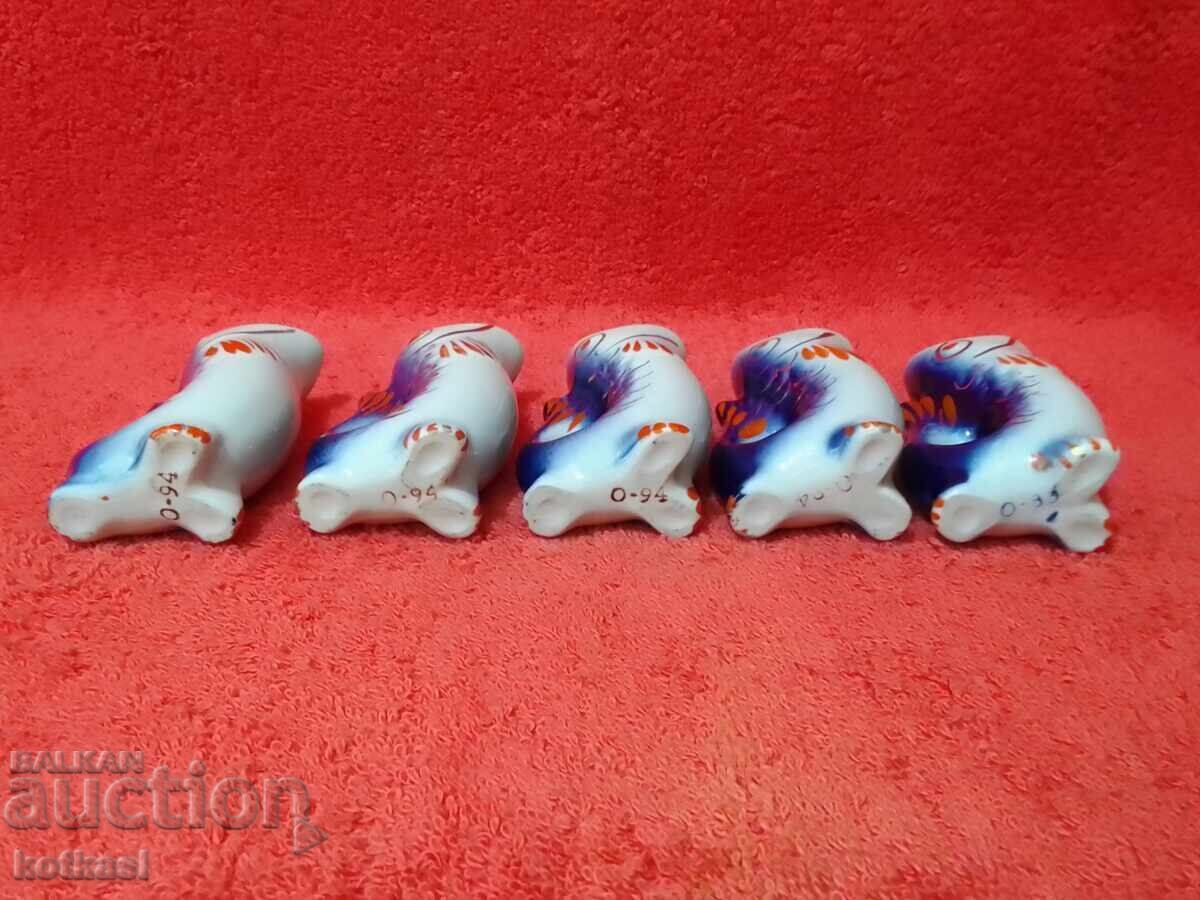 Star Lot 5 τμχ πορσελάνινα φλιτζάνια Ψαράκια ΕΣΣΔ Ρωσία Επιχρύσωση - 6