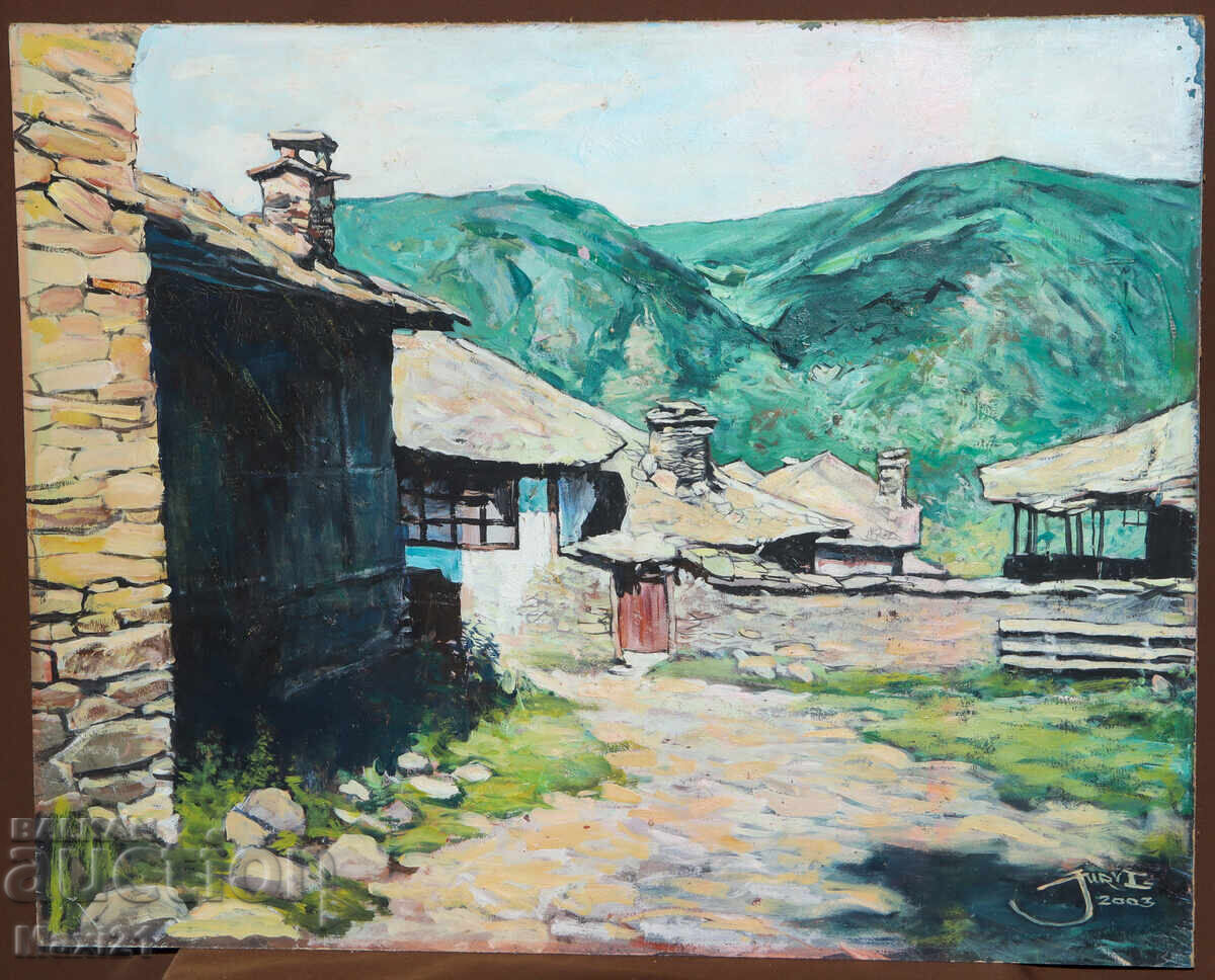 Landscape "Kovachevitsa" oil painting, signed 2003 with price 250.00 BGN | € 127.82