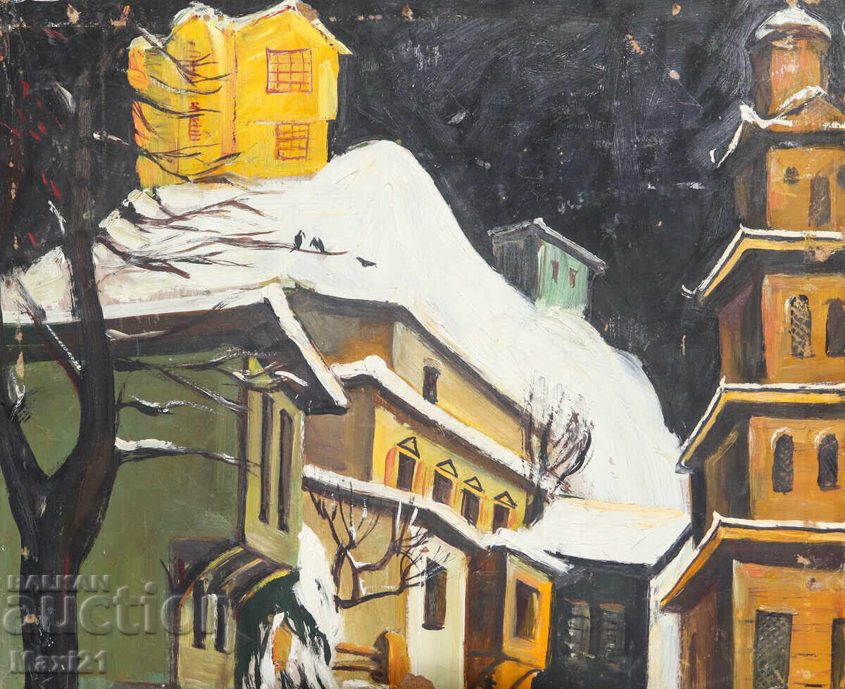 Oil painting winter landscape with price 100.00 BGN | € 51.13