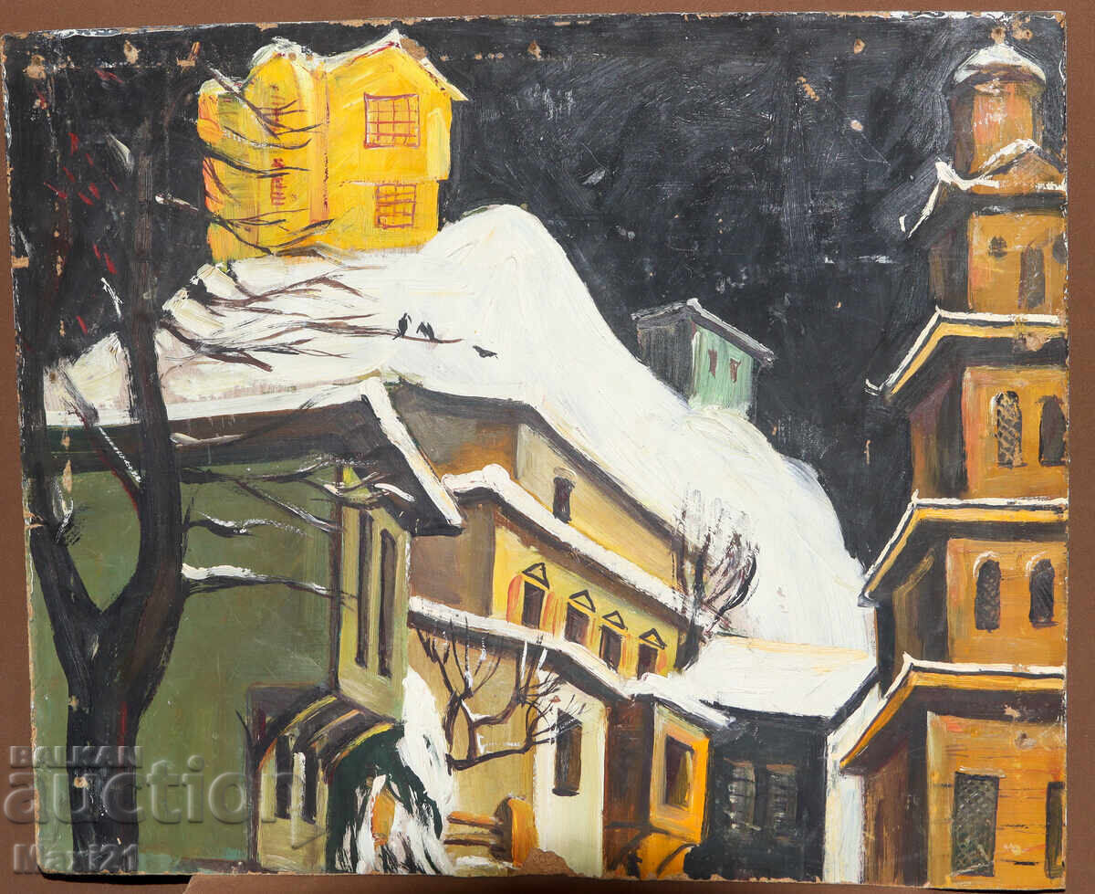 Auction  Oil painting winter landscape