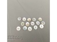 Lot de 15 nasturi rotunzi vechi din sidef 10 mm #3123