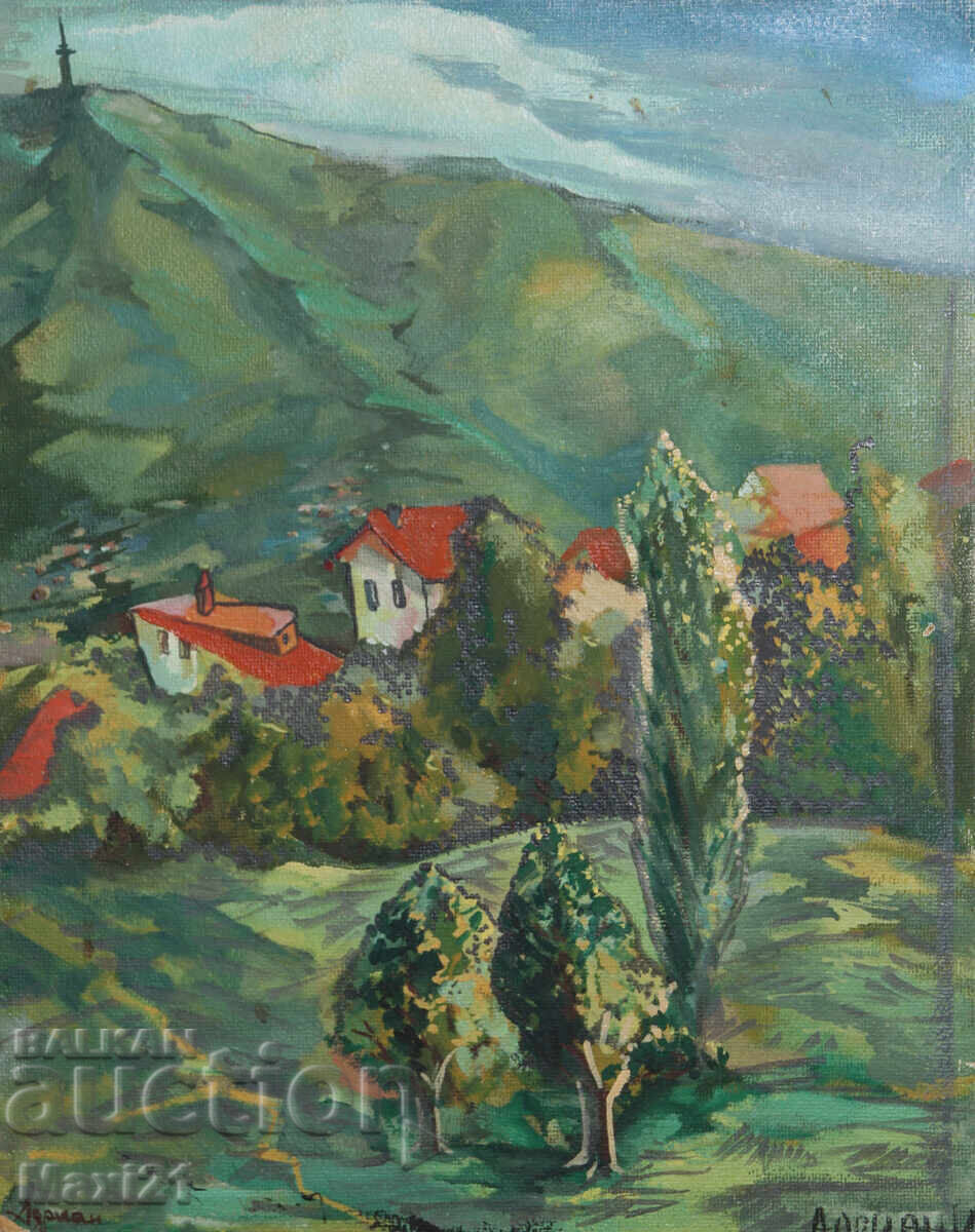 Аукцион Планински пейзаж картина маслени бои подписана