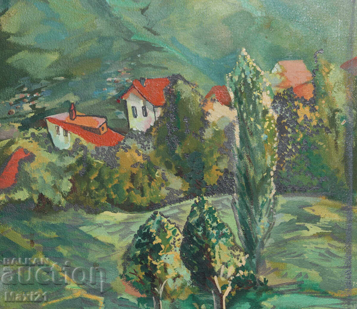 Планински пейзаж картина маслени бои подписана - 5