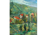 Ορεινό τοπίο ζωγραφική ελαιογραφία υπογεγραμμένη