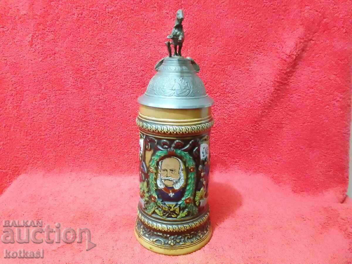 Χάλκινη κούπα με καπάκι 0,5 λίτρων Γερμανός Συνταγματάρχης Αετός Ιππασία Στρατιώτης - 5