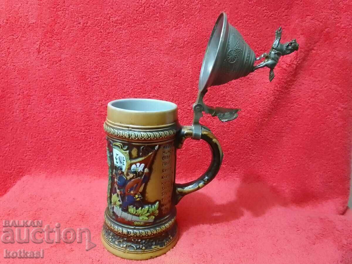 Χάλκινη κούπα με καπάκι 0,5 λίτρων Γερμανός Συνταγματάρχης Αετός Ιππασία Στρατιώτης - 6