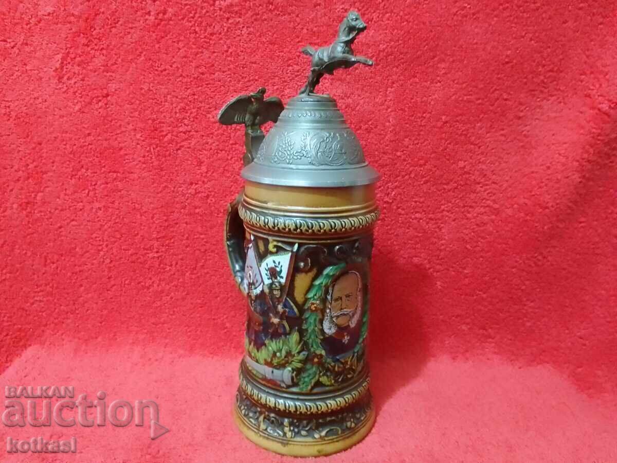 Χάλκινη κούπα με καπάκι 0,5 λίτρων Γερμανός Συνταγματάρχης Αετός Ιππασία Στρατιώτης