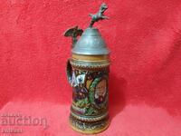 Halbă cu capac de cositor 0,5 l Germ Polkov Orel Călărie Soldat