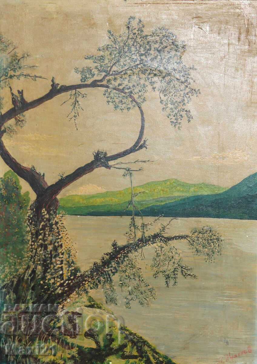 Δημοπρασία Παλιό ιμπρεσιονιστικό ελαιογραφία, τοπίο ποταμού