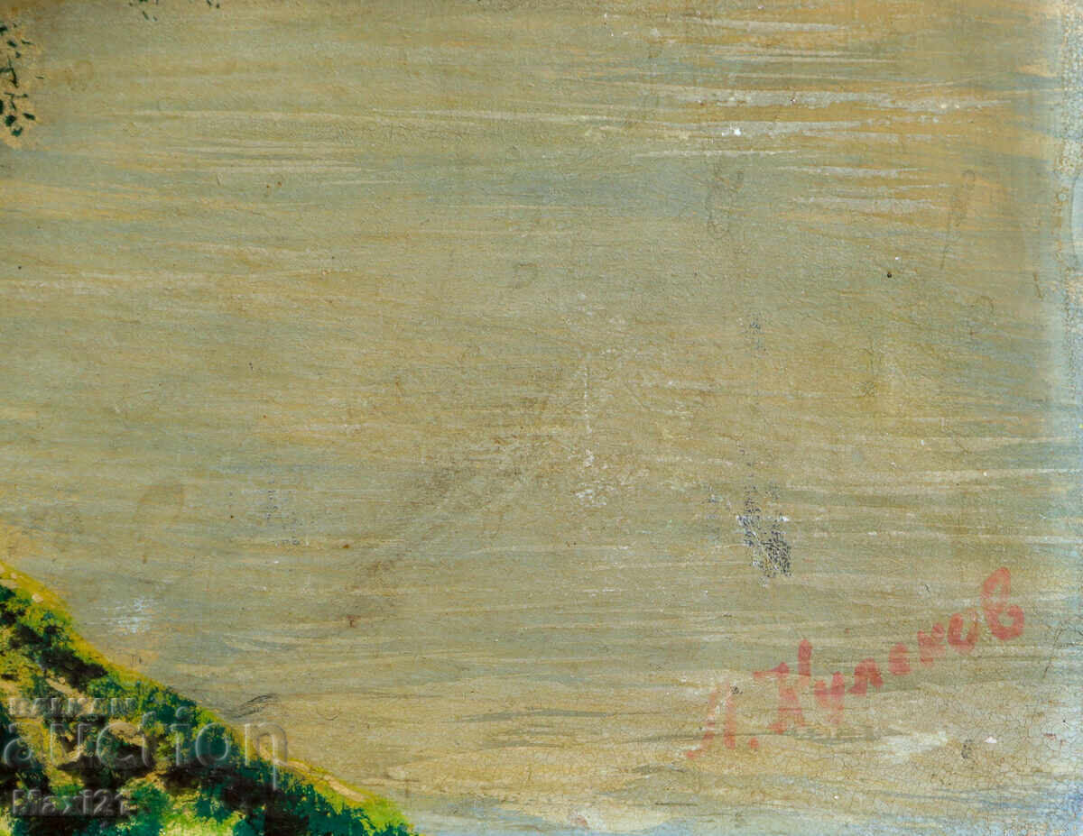 Παλιό ιμπρεσιονιστικό ελαιογραφία, τοπίο ποταμού - 6