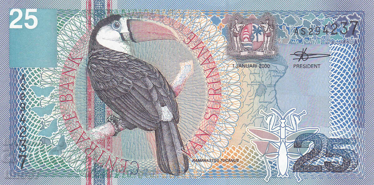 Tino37 - SURINAME - 25 GULDEN - 2000 - UNC with price 9.80 BGN | € 5.01
