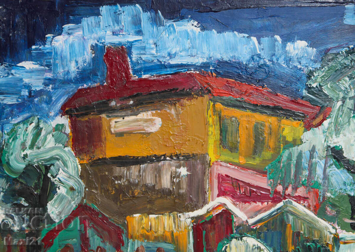 Auction  Landscape house painting oil paints