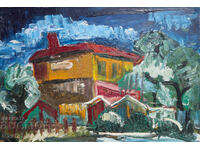 Peisaj casă pictură ulei