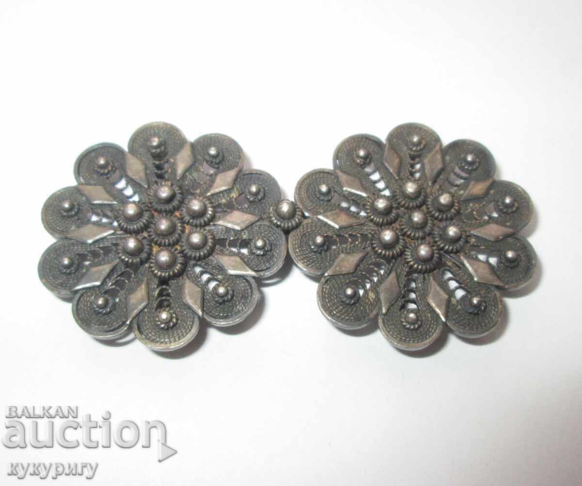 Old small children's filigree buckle buckles for folk costume filigree