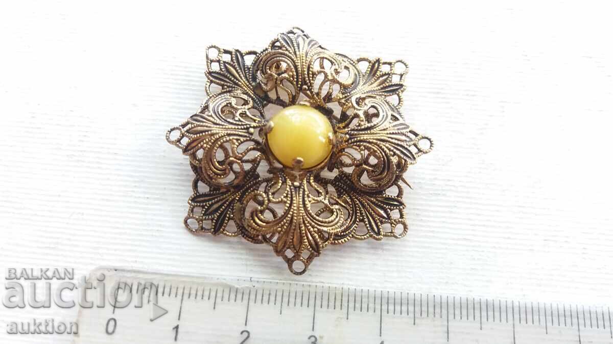 Аукцион СТАРА МАСИВНА БРОНЗОВА БРОШКА С КАМЪНИ