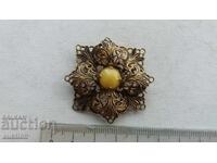 BROȘĂ MASIVĂ VECHE DIN BRONZ CU PIETRE