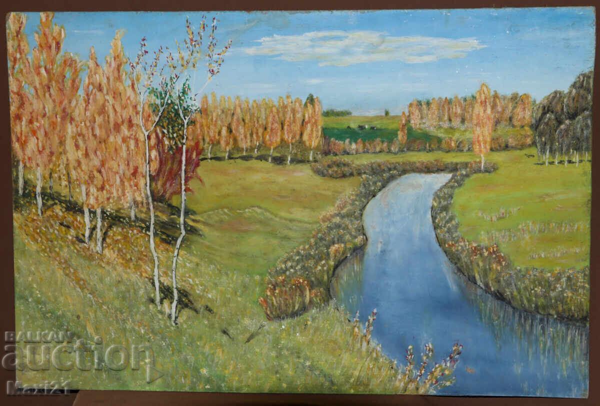 Oil painting, beautiful river landscape with price 260.00 BGN | € 132.94