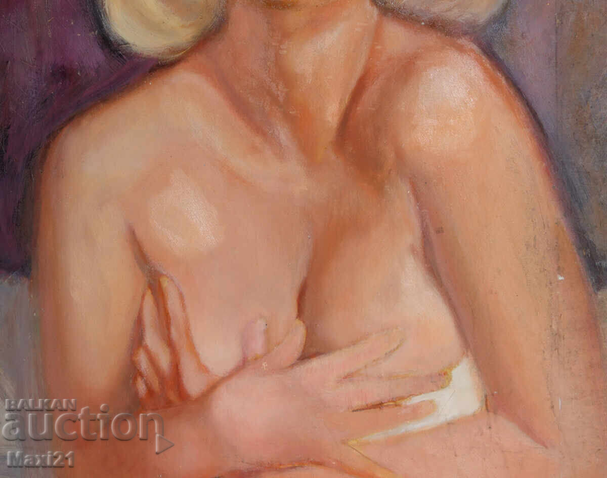 Oil painting female portrait, nude body - 5