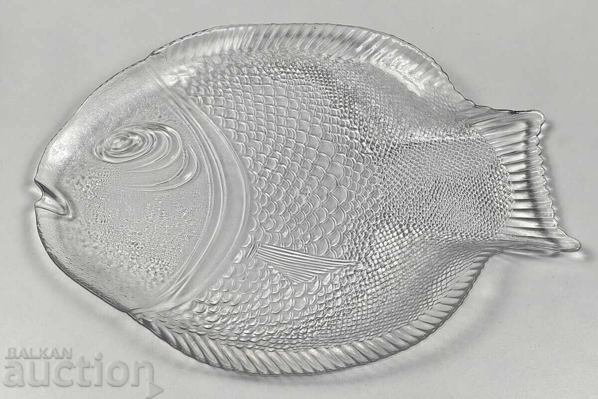 MASSIVE GLASS PLATE FOR FISH TRAY PLATE EXCELLENT