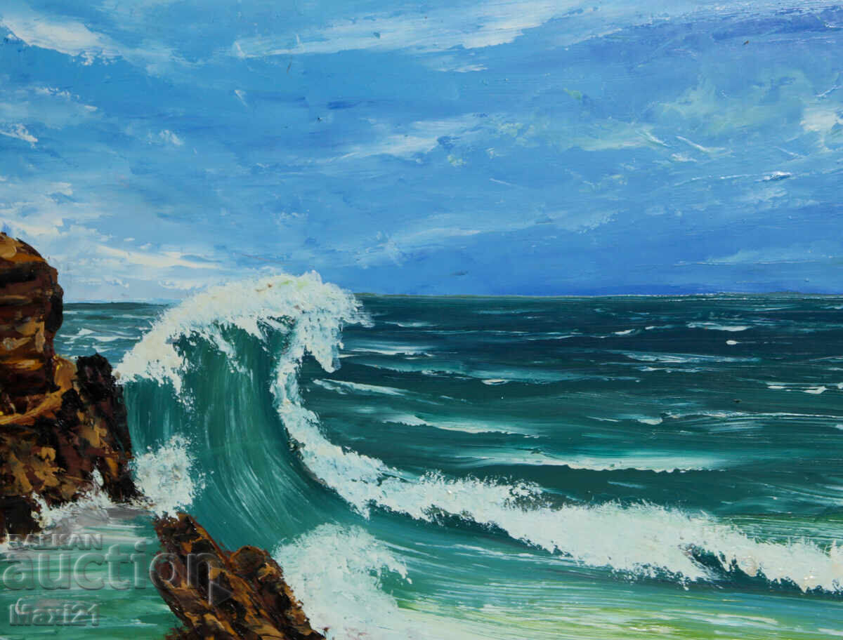 Παράδοση Ελαιογραφία όμορφη θαλασσογραφία υπογεγραμμένη Παράδοση Ελαιογραφία όμορφη θαλασσογραφία υπογεγραμμένη