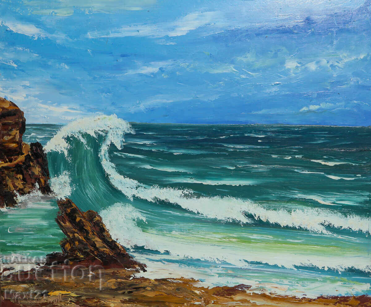 Ελαιογραφία όμορφη θαλασσογραφία υπογεγραμμένη Ελαιογραφία όμορφη θαλασσογραφία υπογεγραμμένη