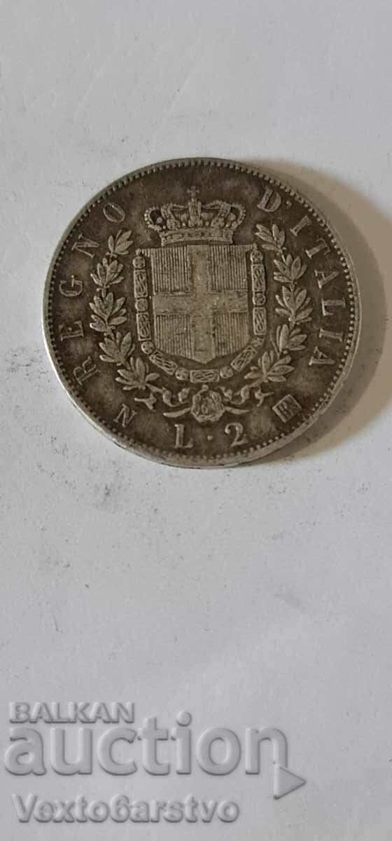 Coin - ITALY - 2 Lire 1863 - UNC with price 41.00 BGN | € 20.96 Coin - ITALY - 2 Lire 1863 - UNC with price 41.00 BGN | € 20.96
