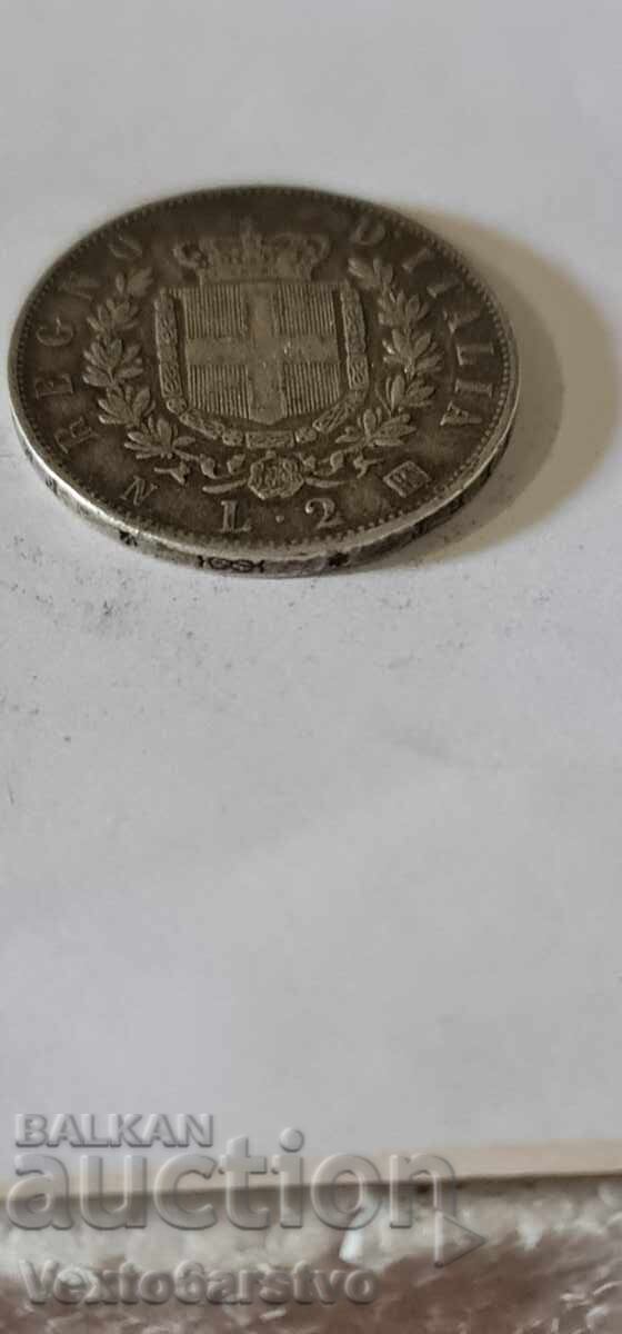 Coin - ITALY - 2 Lire 1863 - UNC - 6 Coin - ITALY - 2 Lire 1863 - UNC - 6