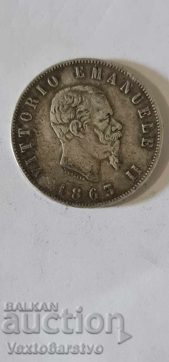 Coin - ITALY - 2 Lire 1863 - UNC Coin - ITALY - 2 Lire 1863 - UNC