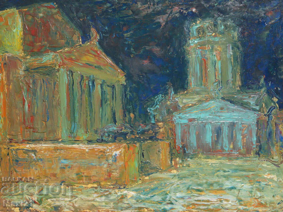 Oil painting, cityscape