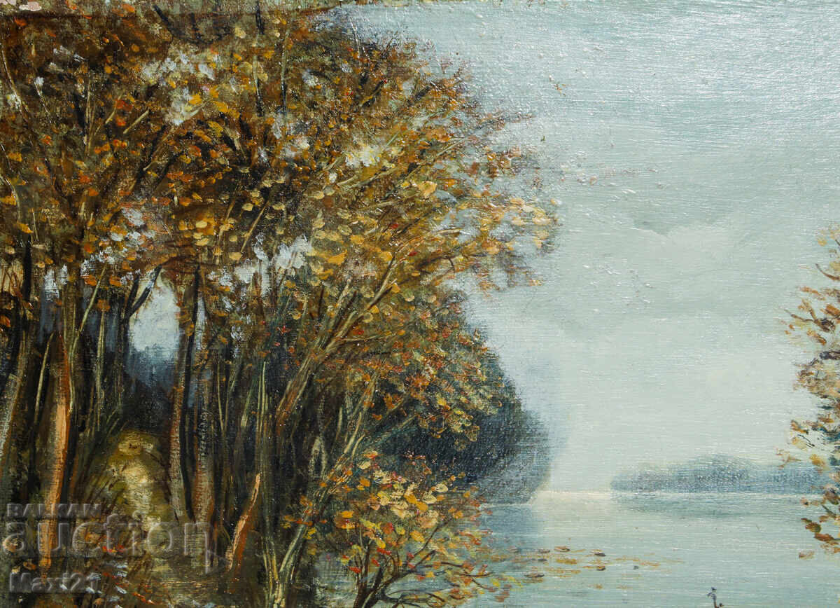 Livrarea Tablou în ulei peisaj frumos, potecă de pădure lângă râu