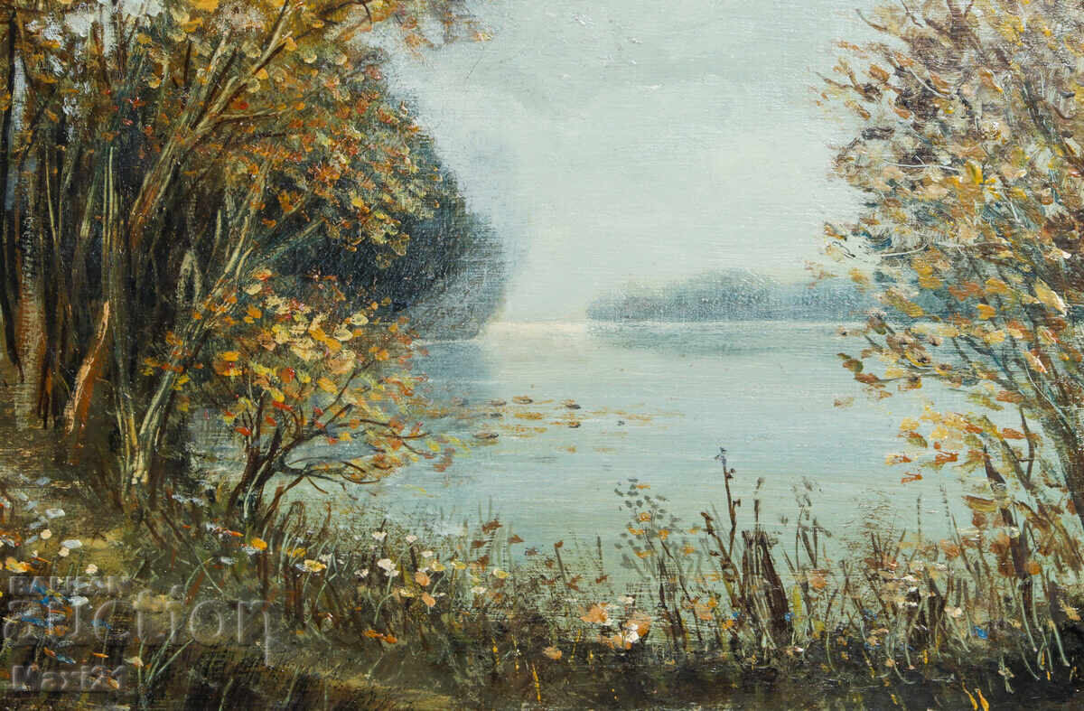 Tablou în ulei peisaj frumos, potecă de pădure lângă râu - 5