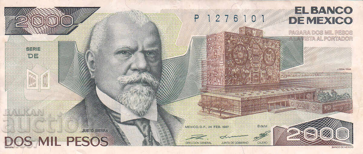 tino37 - MEXICO - 2000 PESOS - 1987 - VF with price 7.30 BGN | € 3.73