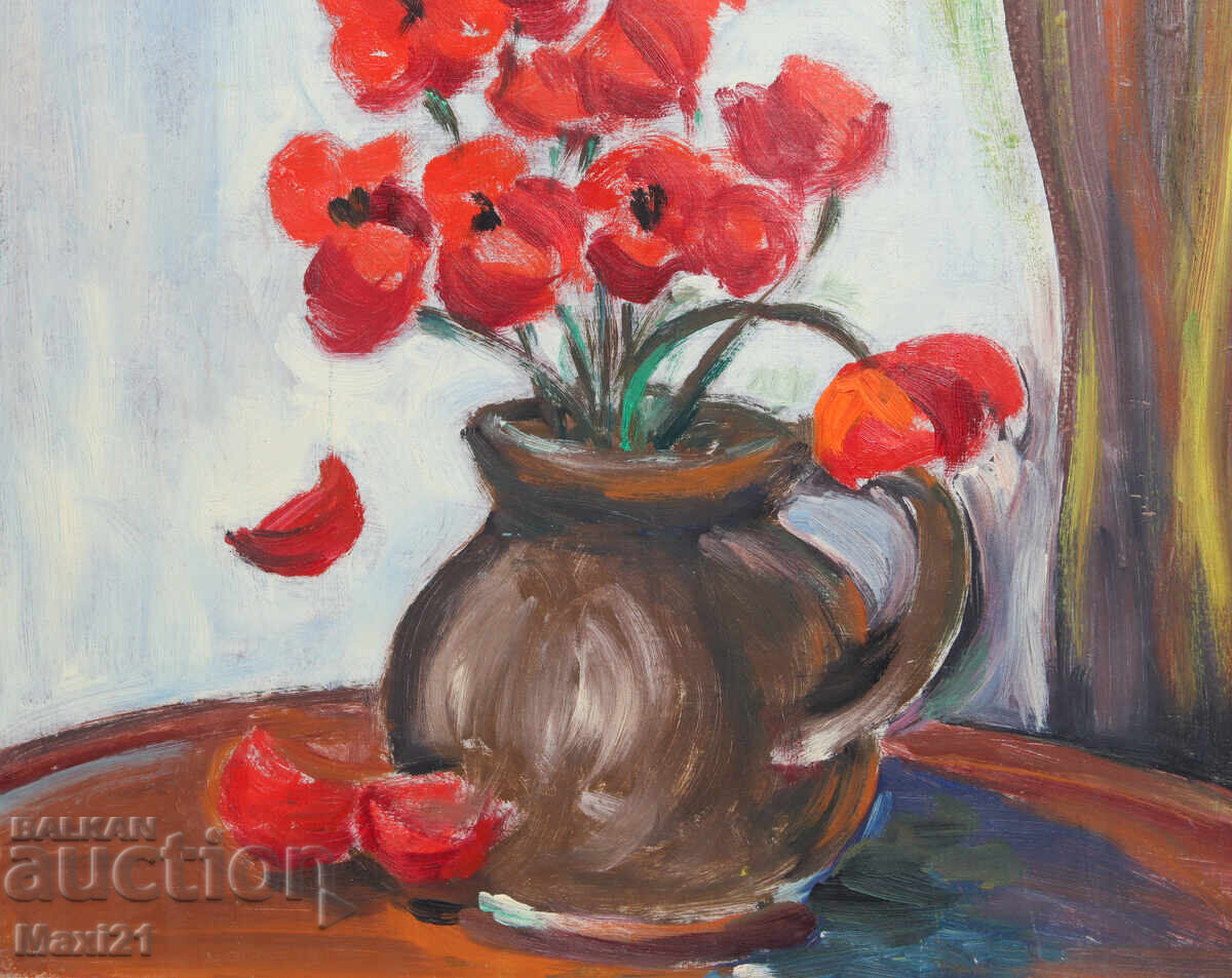 Έλαιογραφία νεκρής φύσης, βάζο με λουλούδια - 5