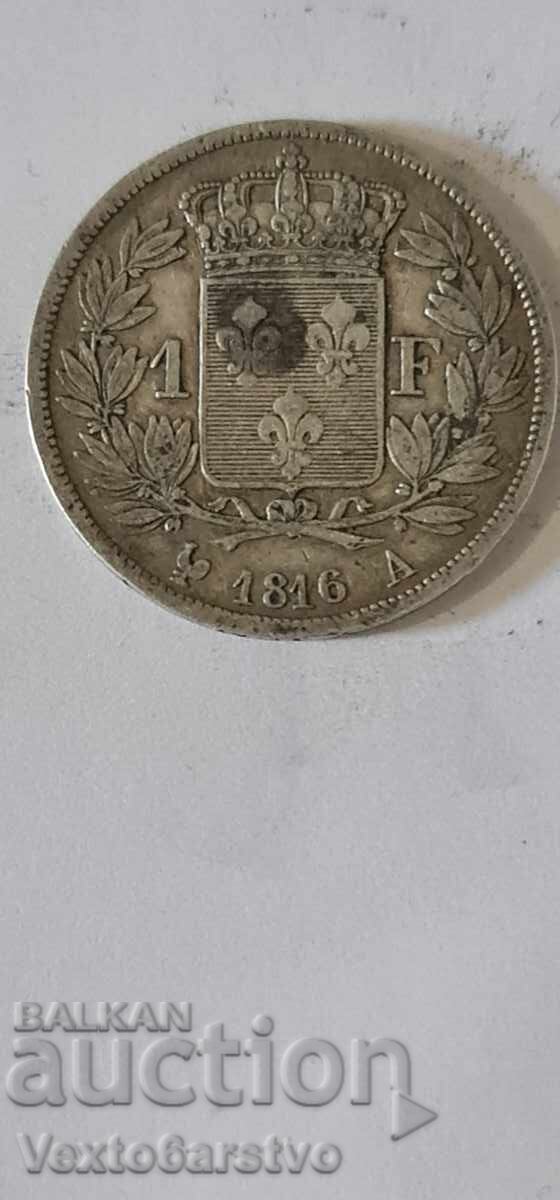 Coin - FRANCE - 1 franc 1816 - BZC Coin - FRANCE - 1 franc 1816 - BZC