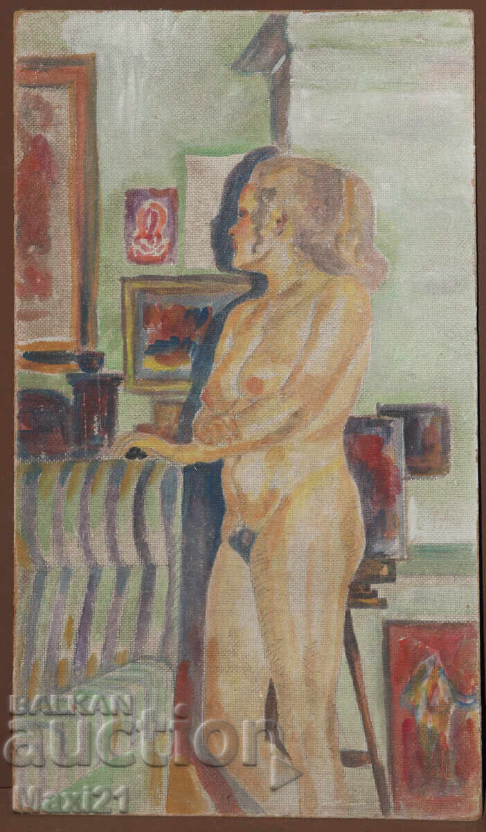 Έργο ζωγραφικής με λάδι γυναικείο πορτρέτο, γυμνό σώμα με τιμή 250.00 BGN | € 127.82