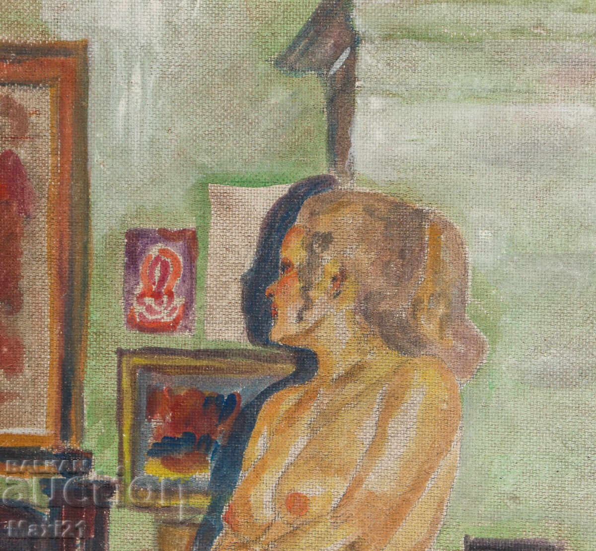 Παράδοση Έργο ζωγραφικής με λάδι γυναικείο πορτρέτο, γυμνό σώμα