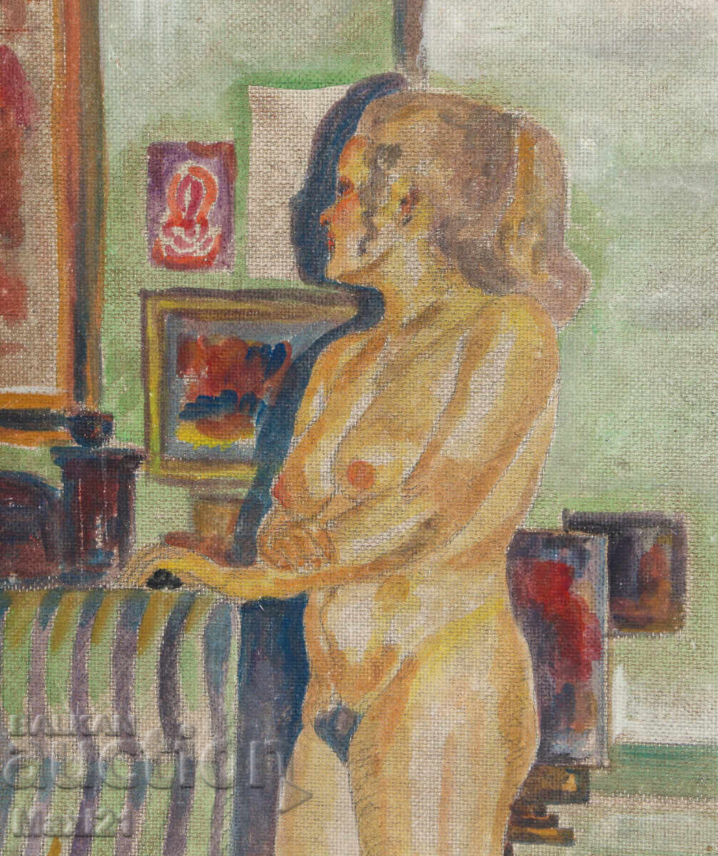 Έργο ζωγραφικής με λάδι γυναικείο πορτρέτο, γυμνό σώμα - 5