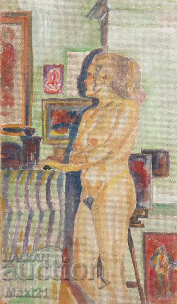 Έργο ζωγραφικής με λάδι γυναικείο πορτρέτο, γυμνό σώμα