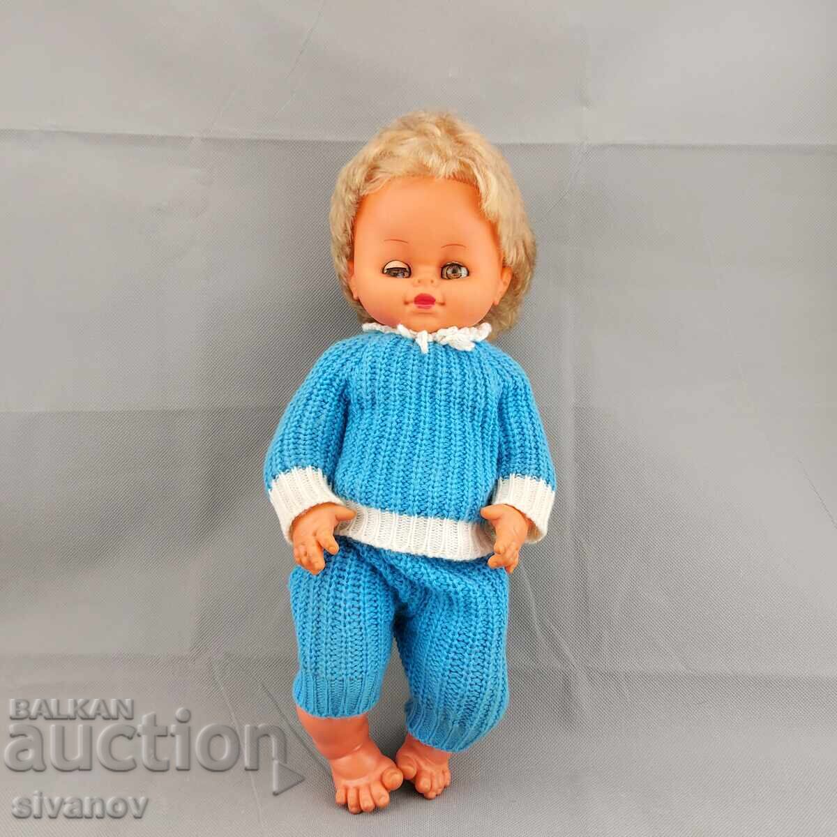 Old Soviet Rubber Plastic Blonde Doll 40cm #3158