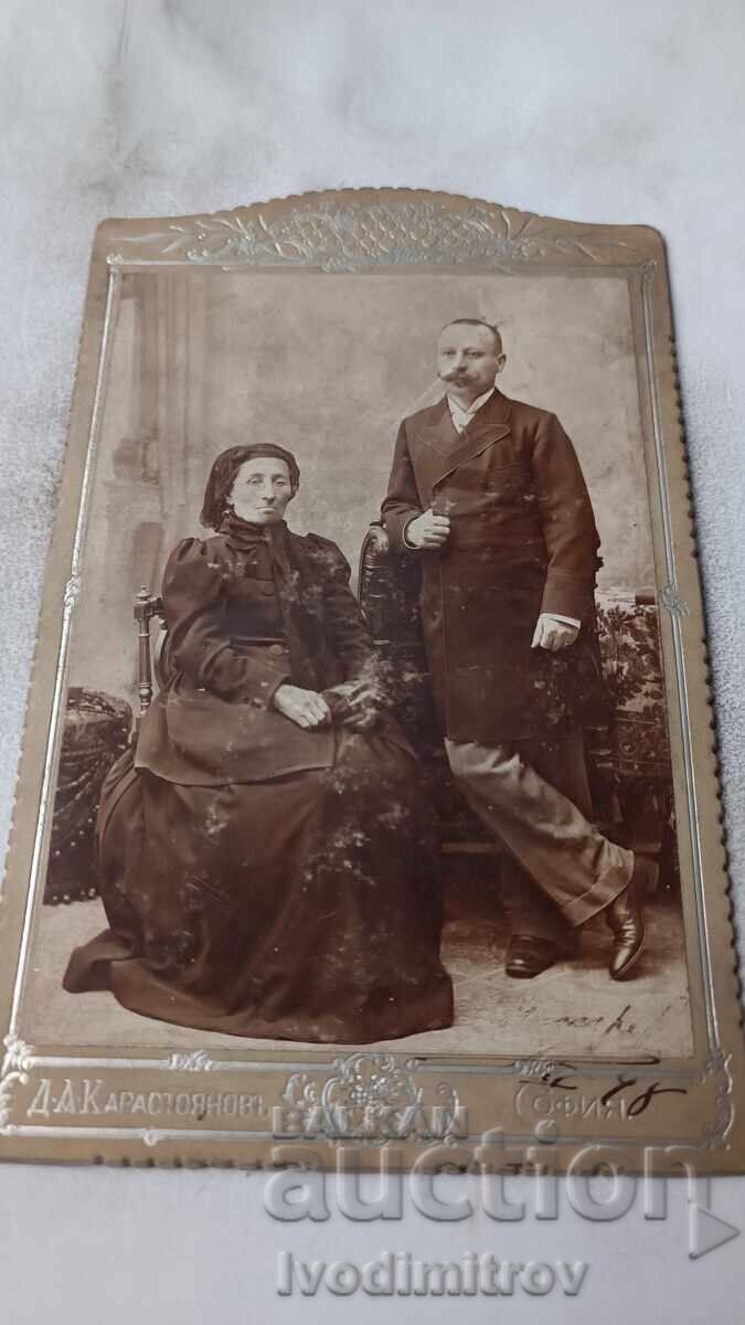 Photo Man and Elderly Woman 1898 Cardboard